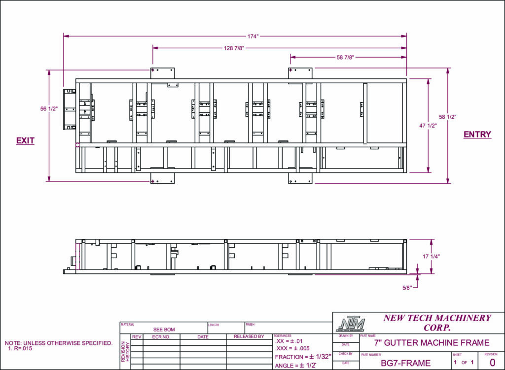BG7 Gutter Machine Footprint