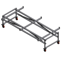 Cart with casters for a roof panel machine