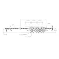 Line drawing of a triple axel trailer