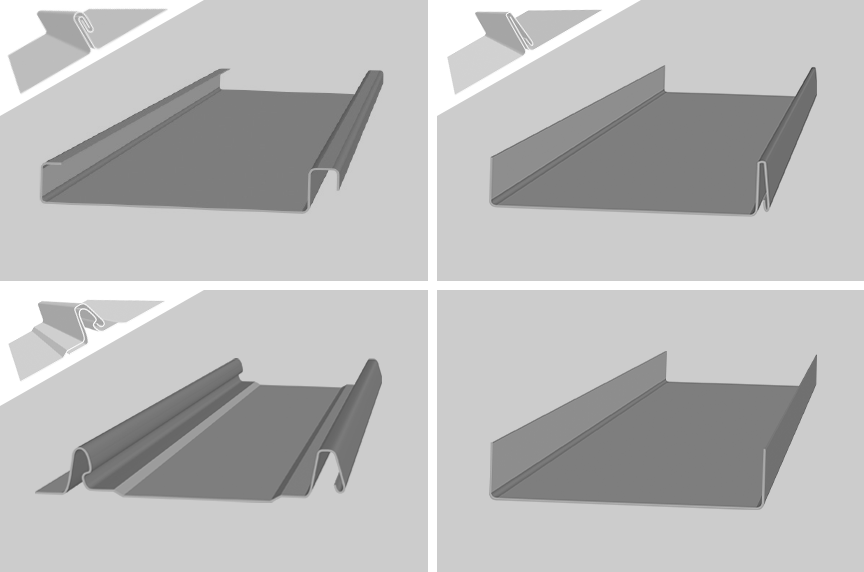 residential and light commercial metal roof panel profiles for SSH and SSR