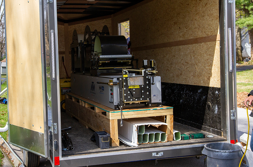 MACH II combo gutter machine inside a box truck
