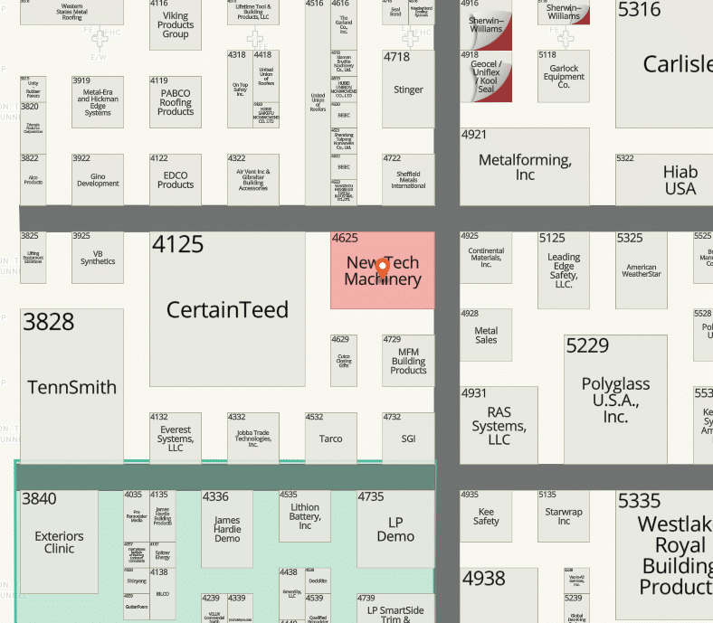IRE exhibitor map showing NTM location, booth 4625.
