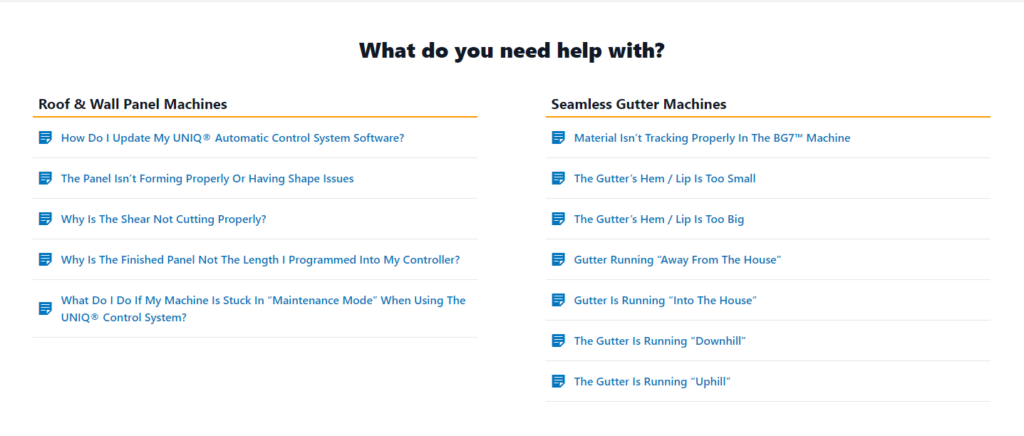 Support center page