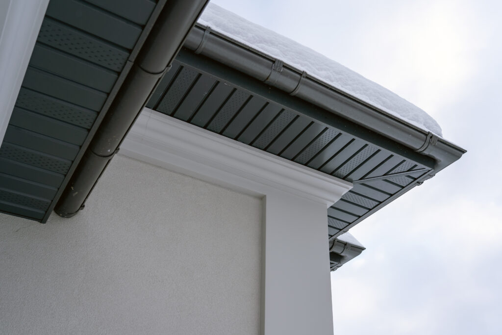 Metal soffit and gutters.