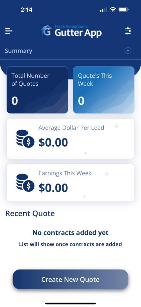 Gutter app quote page