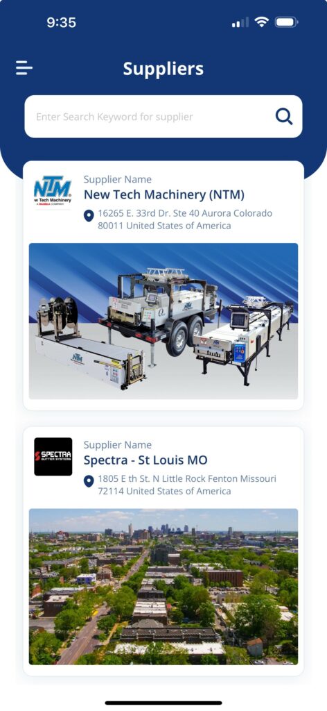 Gutter app suppliers page