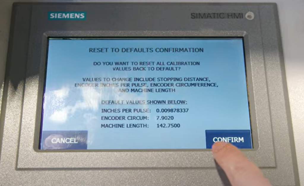 Reset to defaults confirmation