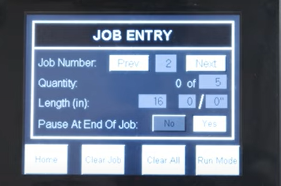 Run sequence screen