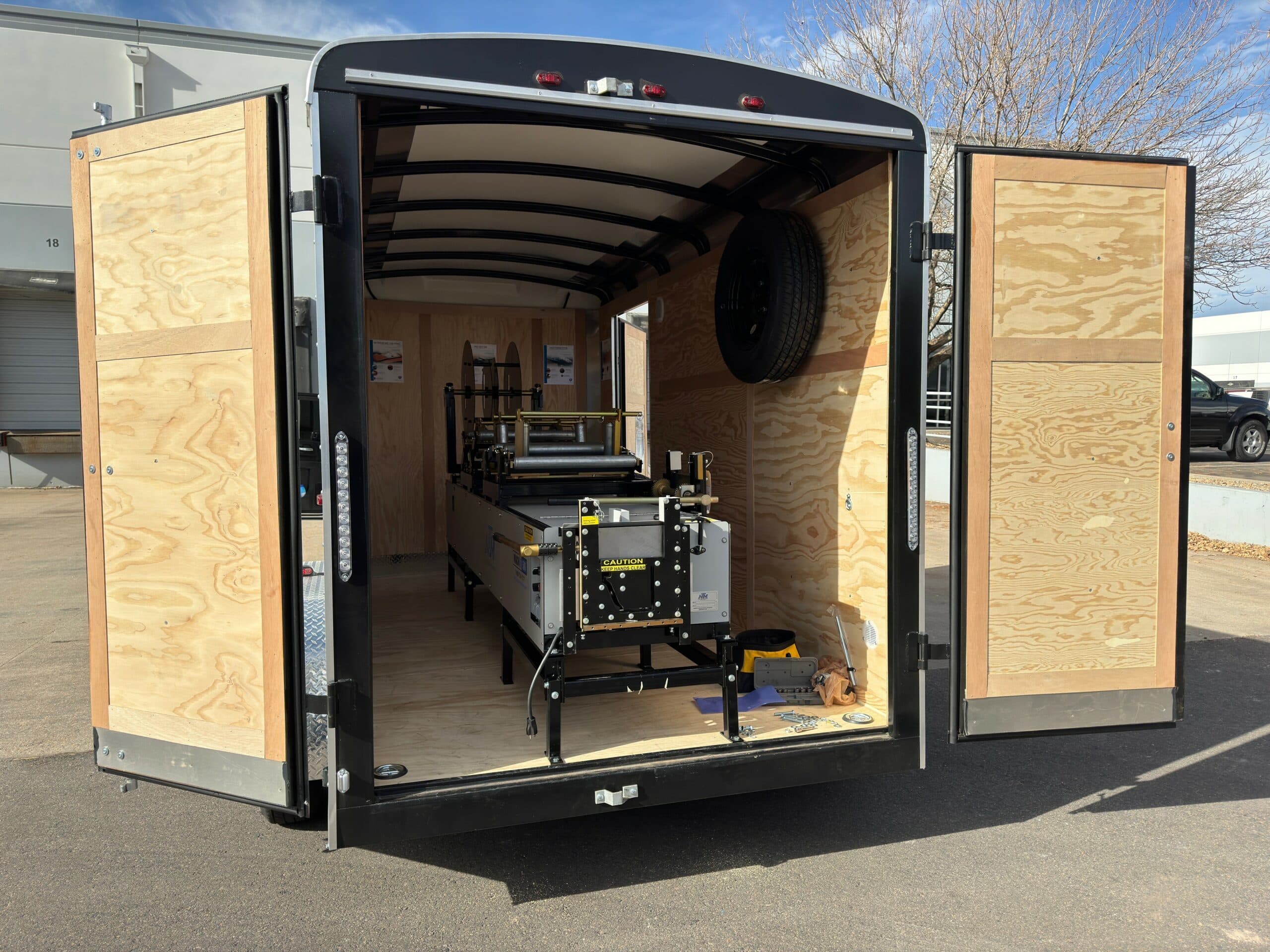 gutter machine in a trailer.
